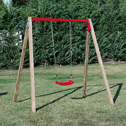 SavinOutdoor Altalena in Legno Deluxe n.1 Sedile Libero per Bambini da 3 Anni con STAFFE di Fissaggio Incluse