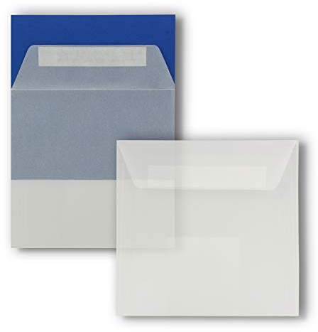 100x Quadratische Brief-Umschläge ohne Fenster in Transparent Weiß - 15,5 x 15,5 cm - Haftklebung - Für Hochzeits-Karten, Einladungskarten und mehr - Serie FarbenFroh