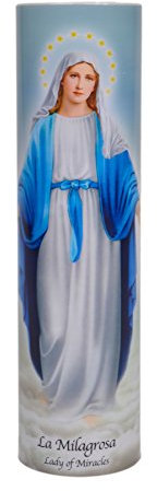 The Saints Collection Lady of Miracles - Candela devozionale a LED, senza fiamma, con timer di 6 ore