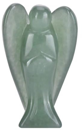 Ángel de la guarda, cristal curativo, ángel de la paz, figuras de bolsillo con cristal de cuarzo transparente, figuras de ángel de la guarda para escritorio, decoración(Cuarzo Aventurina Verde)