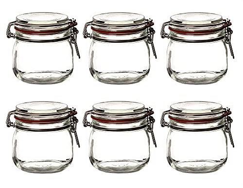BigDean 6er Set Drahtbügelgläser 600ml - Einmachgläser mit Bügelverschluss - Made in Germany - Einweckgläser, Bügelverschlussgläser, transparent, rund