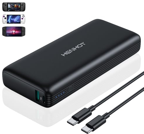 HenHot Power Bank 65W 20000mAh Portable Charger - Fast Charge External USB-C PD 3.0 Battery Compatible with MacBook, Steam Deck, iPad, iPhone 14/13/12 Pro Max, Galaxy, Google Pixel
