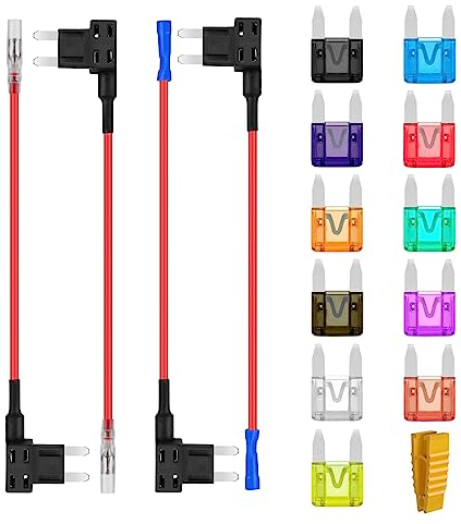 AUKENIEN Mini Rubacorrente Portafusibili 12V Add A Circuito Tap Adattatore Fusibili Auto Kit Portafusibile a Lama con 2A 3A 5A 7,5A 10A 15A 20A 25A 30A 35A 40A Lama Fusibile