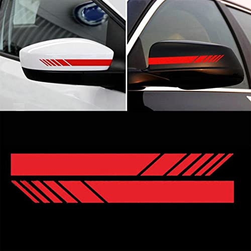 6 Paar Auto Rückspiegel Aufkleber, Reflektierende Autospiegel Aufkleber DIY Vinyl Streifen Dekoration Sport Stripes Auto Seitenspiegel Aufkleber für Autos SUV LKW Geländewagen, Rot(20×2cm)