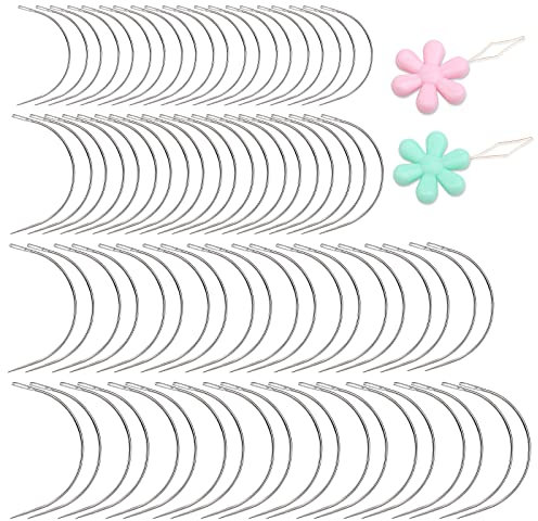 80 PCS Curved Needles, 4 Sizes Curved Sewing Needles Upholstery Weaving Needles C-Shaped Leather Needles for Leather Projects Carpet or Canvas Wig Making