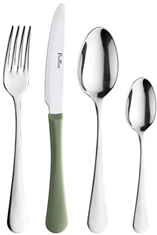 Prima Collection Bellagio Set 48 Pezzi Acciaio Inox Nichel Free Made in Italy, coltello con manico in polipropilene colore Verde