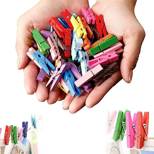 120 mini mollette colorate in legno, 2,5 cm, piccole mollette per appendere foto, progetti artistici e artigianali fai da te