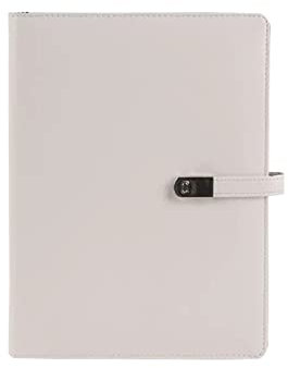 A5 Business Notebook Binder Filler Paper Cover with Magnetic Buckle Closure for Everyday use Men and Women (Color : White)