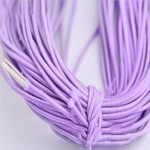 Banda elástica redonda colorida de 2mm, cuerda elástica redonda, banda de goma, línea elástica, accesorios de costura DIY, 5 metros-morado claro, 5m