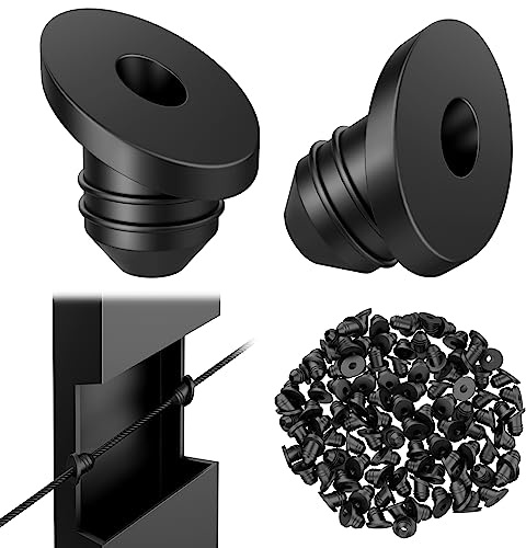 BLIKA 100 Pack 30 Degree Cable Railing Rubber Grommets for 1/8 5/32 3/16 Cables for Metal Cable Railing Posts, 30 Degree Angle Beveled Protector Sleeves, 1/8 Cable Railing Grommet, BL10-A