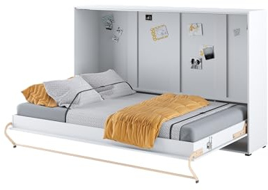 Homlando Lenart Concept Pro CP05 - Cama plegable de pared horizontal, 120x200 cm - Armario con cama plegable integrada - Cama funcional (Blanco mate)