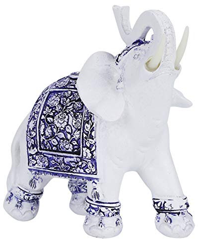Srliya Haushaltsharz-Tierfigur, Simulation Niedliche Tierstatue, Heimdekoration, Ornament (Mittelblaues und weißes Porzellan)