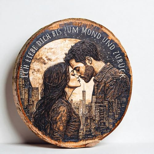 Baumscheibe mit Foto Gravur Geschenkidee Hochzeit Hochzeitstag für Mutter Papa und Paare, gedenktafel, Holzdeko und individuelle Geschenke, Holzscheibe Personalisiert (M)