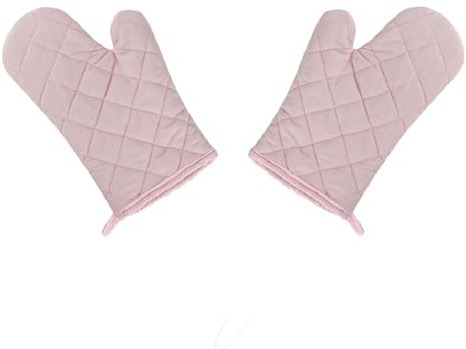 2 Stück Ofenhandschuhe, hitzebeständige Küchen-Backhandschuhe mit Aufhängeschlaufe, rutschfeste Kochhandschuhe zum Grillen, Mikrowelle, Pizza – Rosa