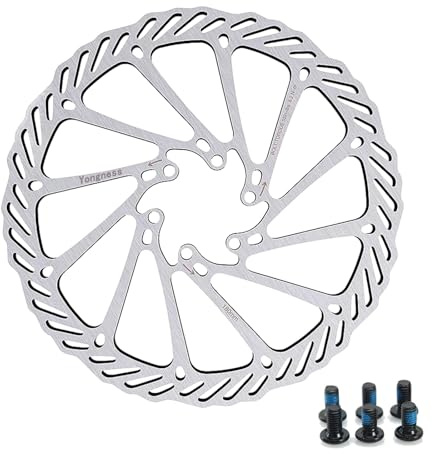 Yongness Rotore Disco Freno Bici 160mm/180mm/203mm Disco Freno Bici in Acciaio Inossidabile con 6 Viti per Bici da Strada BMX MTB (Argento, 180mm)