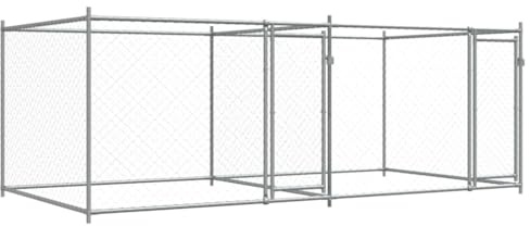 Cage pour chien avec portes gris 4x2x1,5 m acier galvanisé