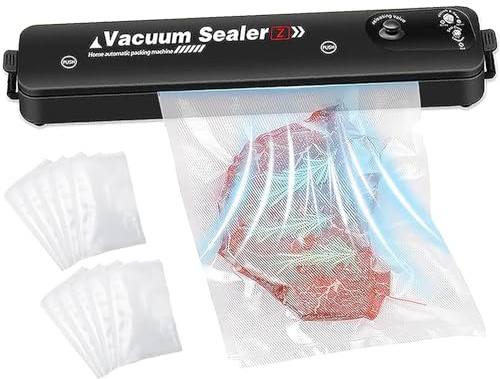 Selladora Para Envasar al Vacio, Maquina Envasadora al Vacío para Alimentos Universal con 10 Bolsas de Sellado de regalo Alimentos Secos y Húmedos