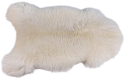 KABAJA Lammfell Echt - Teppich Flauschig - Natürliche Schaffell Weiß 120-130 cm - Deko Wohnzimmer Fell Decken - Weich Schaffelldecke - Schlafzimmer Lammfelle - Naturfell