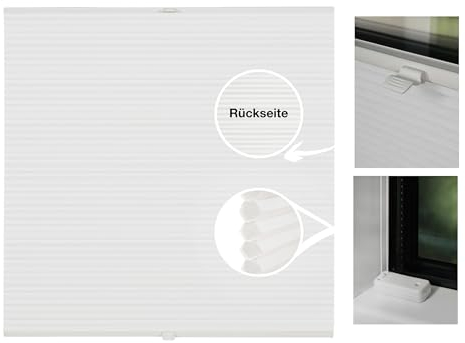 metablo Wabenplissee nach Maß zum Festschrauben in der Fensterfalz Sichtschutz Blickdicht für Fenster und Tür Weiß B: 141-150 cm, H: 40-100 cm