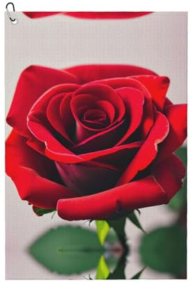 SSIMOO Une rose rouge 1 Serviette de golf à usage général, accessoire de golf personnalisé pour homme, absorbant et polyvalent