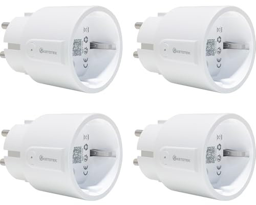 KETOTEK Presa Smart WiFi, Presa Intelligente con Monitoraggio Energia, Smart Plug, Compatibile con Alexa e Google Assistant, Controllo Vocale e Remoto App, Funzione Timer, 4 Pezzi