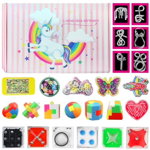 SPERMUOY Knobelspiele Set,24 Stück Puzzle Geduldspiele Set 3D Brainteaser Metall Puzzle Spiele Set,Geduldspiel Puzzle Spiele Spielzeug Geschenk für Erwachsene und Kinder