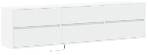 vidaXL Mueble de TV de Pared con LED Blanco 180x31x45 cm, Mueble Flotante para TV, Armario de Pared, estantería para TV, Mueble Colgante para TV