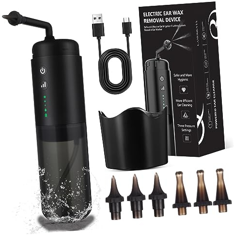 KOMBIUDA Kit Pulizia Orecchie Con Tecnologia Irrigazione Intelligente Dispositivo Portatile Per Lavaggio Cerume Con Ugelli Sostituibili Pulitore Elettrico Automatico Per Uso Domestico e Via