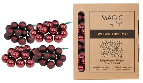 Lot de 144 Boules de Noël en Verre - 2 cm - Baies en Miroir Brillantes - Mini Décoration pour Sapin - Bordeaux Foncé - Port Lisse