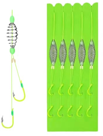 Fiskekrokar, 5/10 st karpfiske beten krok anti-trassel fiskematare karpkrokar med fluorescerande krokar för gräs karp knubbar fisk