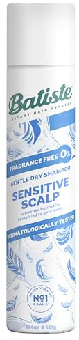 Batiste Sensitive Scalp Fragance Free Dry Shampoo, Dermatologically Tested, Kind to Scalp, No Rinse Shampoo Hair Spray, Gentle Lightweight Formula for Refreshed Hair, 200ml