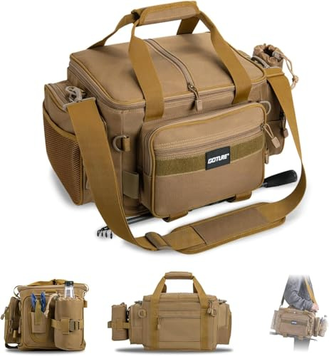 Goture Angeltasche, weiche Seite, wasserabweisend, Umhängetasche, Verstellbarer Angelrutengurt, Angelrucksack Mit gepolsterten Schultergurten und rutschfestem