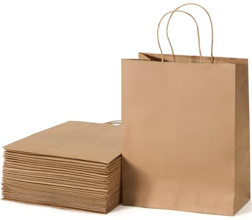 Papiertüten, 30 Stücke Geschenktüten, Braun Papiertüten mit Henkel, Kraftpapier Tüten Groß für Einkaufen, Hochzeiten, Verpackungen, Partys, Geburtstag, Weihnachten, DIY