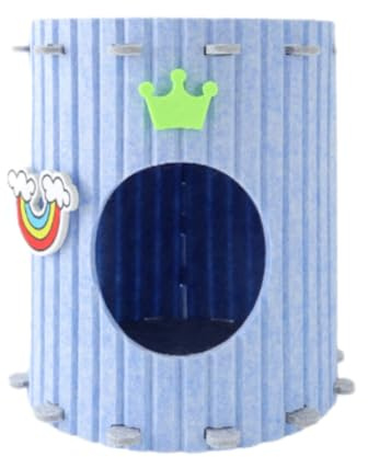 SSDHUA Wine Barrel Shaped Felt Cat Bed Foldable Pet Hole Hiding Bed Wear-Resistant and Scratch-Resistant Pet Bed Indoor Cat Bed for All Seasons (Blue, L)