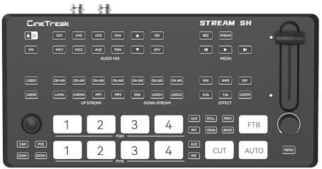 Cinetreak Stream SH - Multi Camera Video Switcher Mixer Hybrid 4K Live Streaming Switcher with 2 HDMI & 2 SDI Inputs, Dual RTMP Streaming, PTZ Control, and Virtual Studio Tools