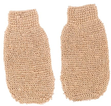 PLAFOPE 2 Stück Peelinghandschuhe aus Ramie und Jute Langlebige Dehnbare Waschhandschuhe zum Körperpeeling Wiederverwendbar und Maschinenwaschbar für Dusche Sauna und Sanfte Hautreinigung