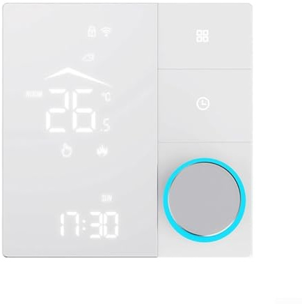 Hasaller Smart WiFi Temperature Controller for Electric Underfloor Heating Water Floor Heating and Wall Mounted Boiler with LCD Display Energy Saving S-mart Timing Child Lock(3A-white)