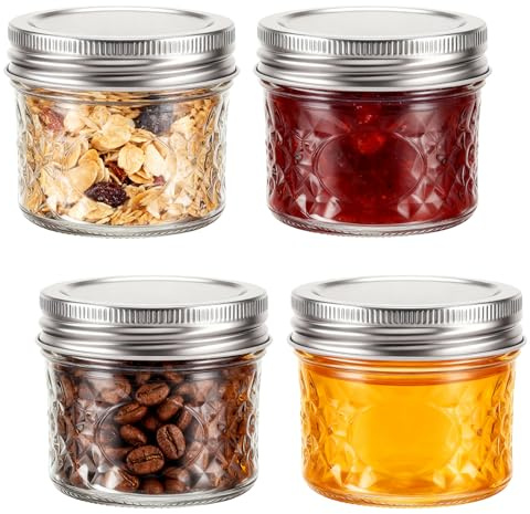 Hejo Mini Tarros de Cristal con Tapa, 100 ml/3,4 oz, 4 Piezas
