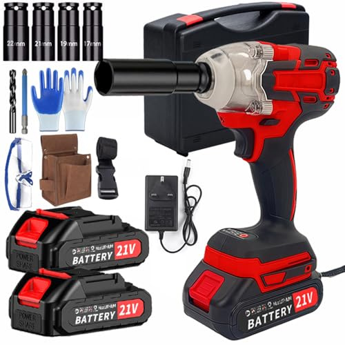 NORLYT Cordless Impact Wrench, 1/2 Brushless Power Impact Gun 21V, 626Ft-lbs(850N.m) High Torque Electric Impact Gun with Battery 3000mAh,Charger & 4 Sockets,Power Impact Driver for Car and Home