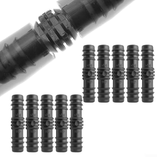 Lot de 10 raccords de tuyau droits de 16 mm pour irrigation goutte à goutte, adaptateur de tuyau de jardin pour coupleur de tube, raccord de tuyau poreux en plastique noir, partie du système
