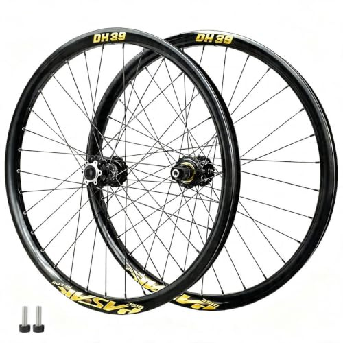 QUYCOIU Hjulsatser För Mountainbike 26/27,5/29 Skivbroms DH/AM-hjul Downhill/dirtbike 32H-nav Genomgående Axel F12*100Mm Skruvmontering R10*135Mm Aluminiumfälgar För 7–12 Växlar(Black-a,26in)