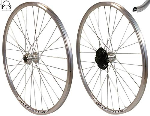Redondo 28 Zoll Laufrad Set Vorderrad Hinterrad Disc Felge Silber + 8 Fach Kranz