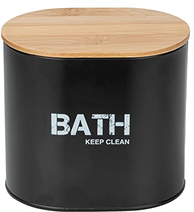 WENKO Badbox mit Deckel Gara Schwarz - Aufbewahrungsbox, Badkorb Fassungsvermögen: 1.092 l, Stahl, 14.5 x 13.5 x 10.5 cm, Schwarz