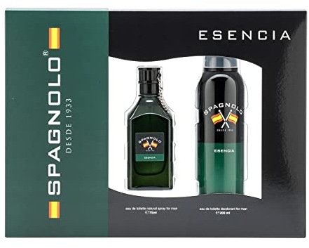 SPAGNOLO - Esencia Colonia 75 ml + Desodorante en Spray 200 ml, Estuche de Regalo Hombre, Eau de Toilette Natural y Masculina, Aroma Fougère Amaderado, Fragancia Fresca, Desenfadada y Duradera