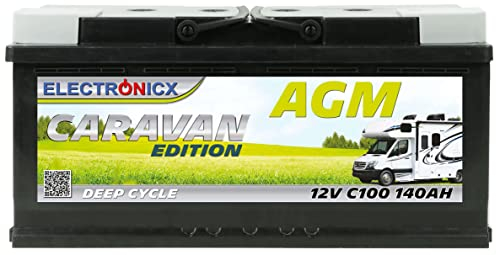 ELECTRONICX AGM Deep-Cycle-Batterie 12V 140Ah C100 Caravan Edition – Wartungsfrei, Auslaufsicher, Vibrationsbeständig für Camping, Boot, Notstromversorgung und Off-Grid-Systeme