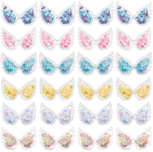GORGECRAFT 60Stk 6 Farben PVC-Schmetterlingsornament Schmetterlingsflügel Stoff Geprägte Glitzerapplikation Mit Stern-Pailletten Kunststoff DIY Nähen Basteln Dekoration Für Weihnachten Koffer Jeans