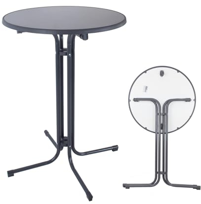 TRUTZHOLM Stehtisch klappbar Ø 80 cm in Anthrazit Höhe 110 cm Stahl Gastrotisch Partytisch Bistrotisch Gartentisch Indoor & Outdoor für Hochzeiten und Gartenfeste wetterbeständig pflegeleicht