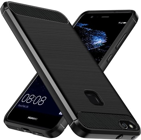 ivoler Silikon Hülle für Huawei P10 Lite, [Militärischer Schutz] Stoßfest Handyhülle, Dünne Weiche Flexible TPU Kratzfest Schutzhülle Anti-Fingerabdruck Case Cover, Schwarz