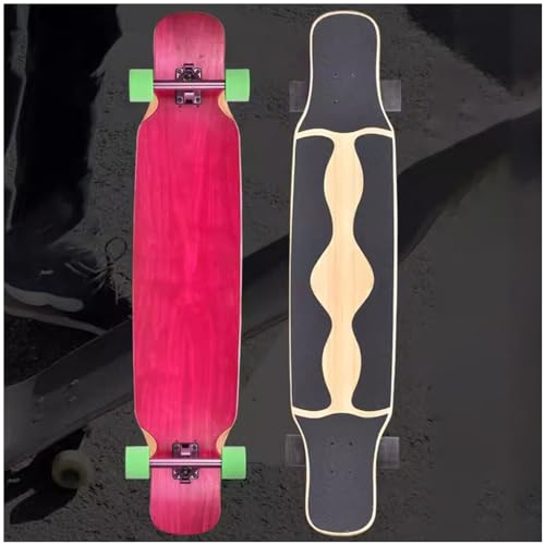 HAQMG 46 Zoll Skateboard Erwachsene Drop Durch Komplett Board Cruiser, Longboards für Jungen Mädchen, 8 Ebenen Ahornholz Deck Longboard Skateboards für Kinder Erwachsene Anfänger (Color : Roze)