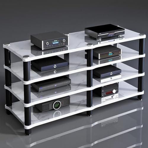 LYXWGRZD Mobile Stereo Hi Fi Rack HiFi, mobiletto Stereo con Punte ammortizzanti, Rack Audio, Gambe a Colonna Interamente in Acciaio, Cabinet Audio HiFi con Contenitore Aperto(75cm/29.5in)